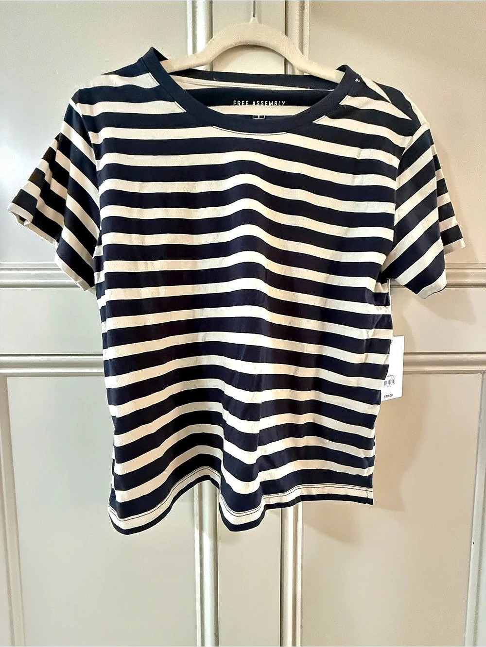 Striped Short Sleeve Top in Blue & Cream NWT